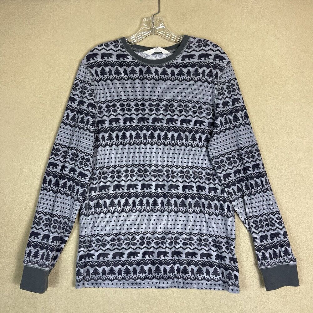 Chubbies Lounge Wear Sweater Mens Large Gray Knit Bear Christmas Winter Pullover
